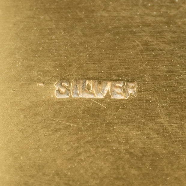 Antique Victorian Engraved Cuff Bangle Silver Gold Gilt Circa 1880
