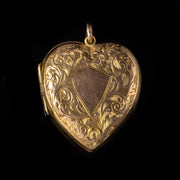 Antique Victorian Engraved Heart Locket 9Ct Yellow Gold Circa 1890