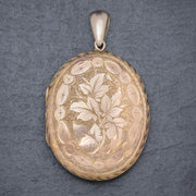 Antique Victorian Engraved Locket 18Ct Gold Back And Front Circa 1880