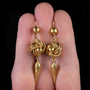 Antique Victorian Etruscan Knot Earrings 18Ct Gold Circa 1880