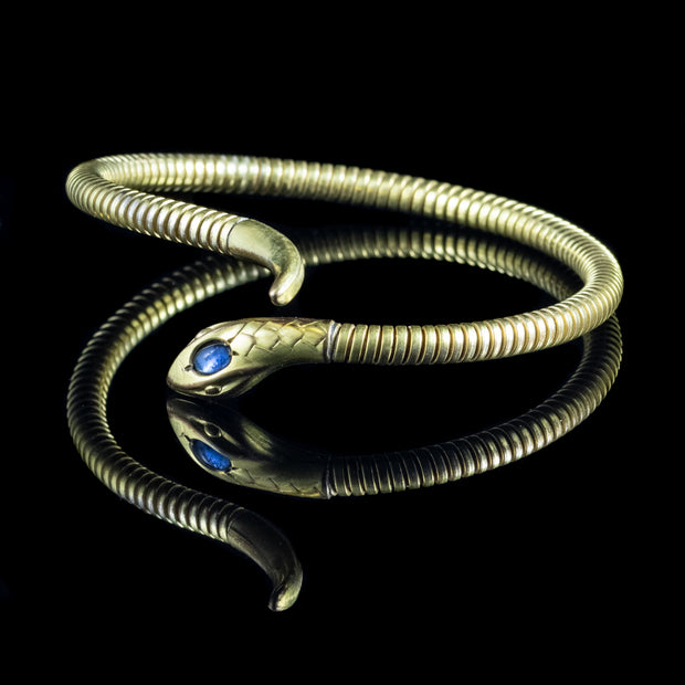 Antique Victorian Paste Snake Bangle 9Ct Gold Circa 1900