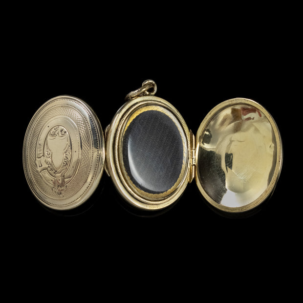 Antique Victorian Double Sided Family Locket 9Ct Gold Circa 1900