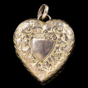 Antique Victorian Floral Heart Locket 9Ct Gold Back And Front Circa 1900