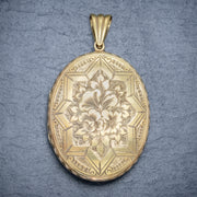 Antique Victorian Floral Locket Silver 18Ct Gold Gilt Circa 1880