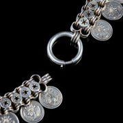 Antique Victorian Flower Collar Necklace Sterling Silver Circa 1880