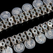 Antique Victorian Flower Collar Necklace Sterling Silver Circa 1880