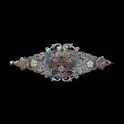 Antique Victorian Forget Me Not Brooch Rose Gold Sterling Silver Circa 1900