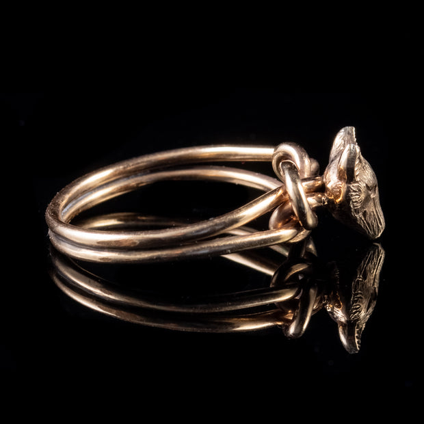 Antique Victorian Fox Knot Ring 18Ct Gold Circa 1900