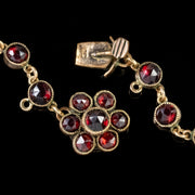 Antique Victorian Garnet Dropper Necklace Gold Circa 1880