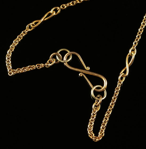 Antique Victorian Garnet Pearl Necklace 18Ct Gold Lavaliere