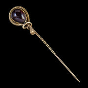 Antique Victorian Garnet Snake Pin 9Ct Gold 4Ct Garnet Circa 1880