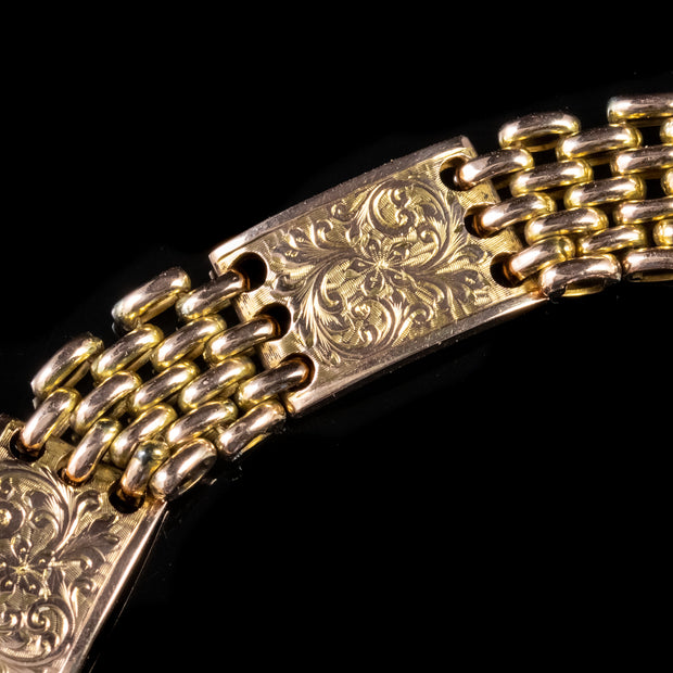 Antique Victorian Gate Bracelet Heart Padlock 9Ct Gold Circa 1900