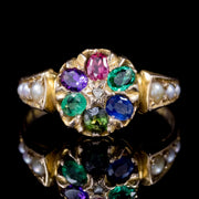 Antique Victorian Gemstone Dearest Ring 15Ct Gold Dated 1874