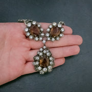 Antique Victorian Golden Paste Lavaliere Drop Necklace Circa 1880