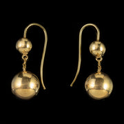 Antique Victorian Gold Earrings 9Ct Gold Ball Droppers Circa 1880