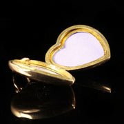 Antique Victorian Gold Heart Locket Ruby Paste Circa 1900