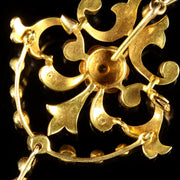 Antique Victorian Pearl Diamond 15Ct Gold Pendant Brooch Necklace Circa 1900