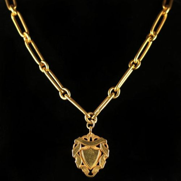 Antique Victorian Gold Silver Albert With Medallion Circa 1880
