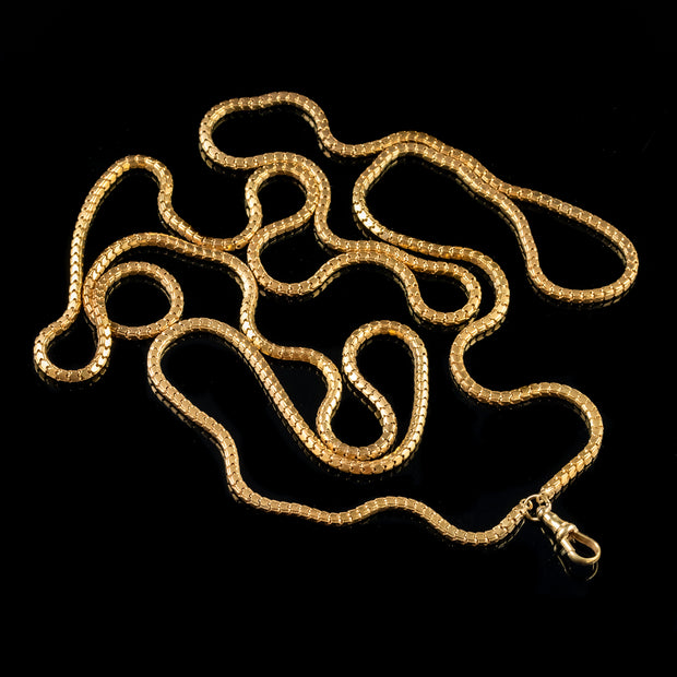 Antique Victorian Guard Chain 18Ct Gold Silver Necklace Circa 1880