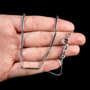 Antique Victorian Guard Chain Silver Niello Link Necklace Circa 1900