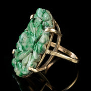 Antique Victorian Hand Carved Jade Ring 18Ct Gold Circa 1900