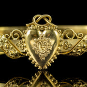 Antique Victorian Heart Bangle 15Ct Gold Circa 1880
