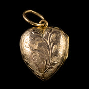 Antique Victorian Heart Forget Me Not Locket 9Ct Gold Circa 1900