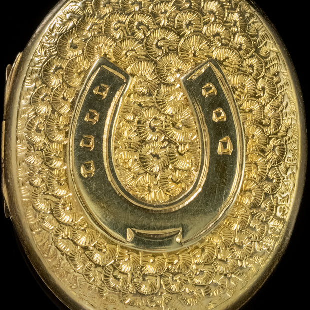 Antique Victorian Horseshoe Locket 18Ct Gold Circa 1900