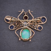 Antique Victorian Insect Brooch Opal Diamond Ruby Sapphire 18Ct Gold Circa 1880