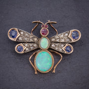 Antique Victorian Insect Brooch Opal Diamond Ruby Sapphire 18Ct Gold Circa 1880