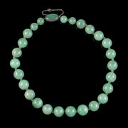 Antique Victorian Jadeite Jade Bead Necklace Silver Clasp Circa 1900 Cert