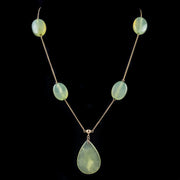 Antique Victorian Jade Pendant Necklace 9Ct Gold Sautoir Chain Circa 1900