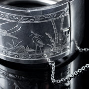 Antique Victorian Heron Bangle Bracelet Sterling Silver Circa 1900