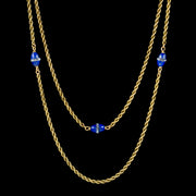 Antique Victorian Lapis Lazuli Chain Necklace 15ct Gold Circa 1900