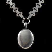 Antique Victorian Locket Collar Necklace Sterling Silver Circa 1860