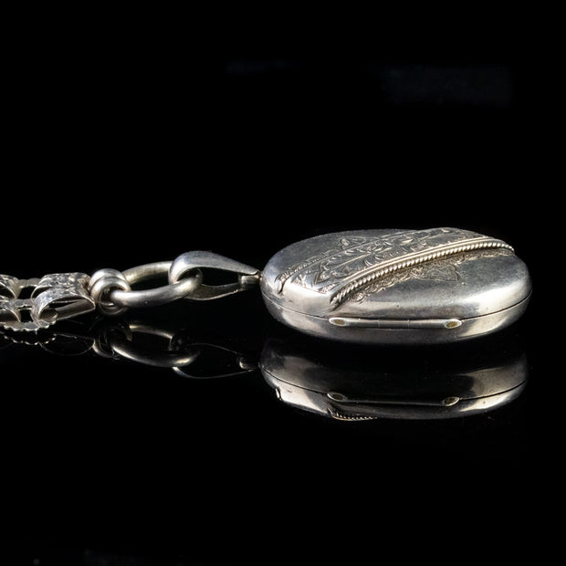 Antique Victorian Locket Collar Necklace Sterling Silver Circa 1860