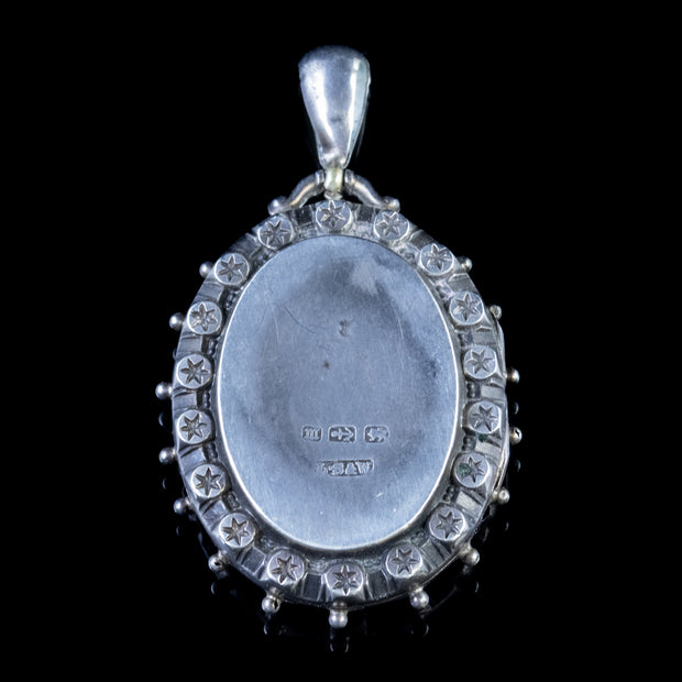 Antique Victorian Forget Me Not Locket Silver 18Ct Gold Dated 1886