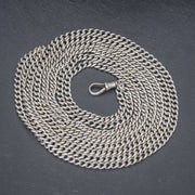 Antique Victorian Long Guard Chain Sterling Silver Circa 1880