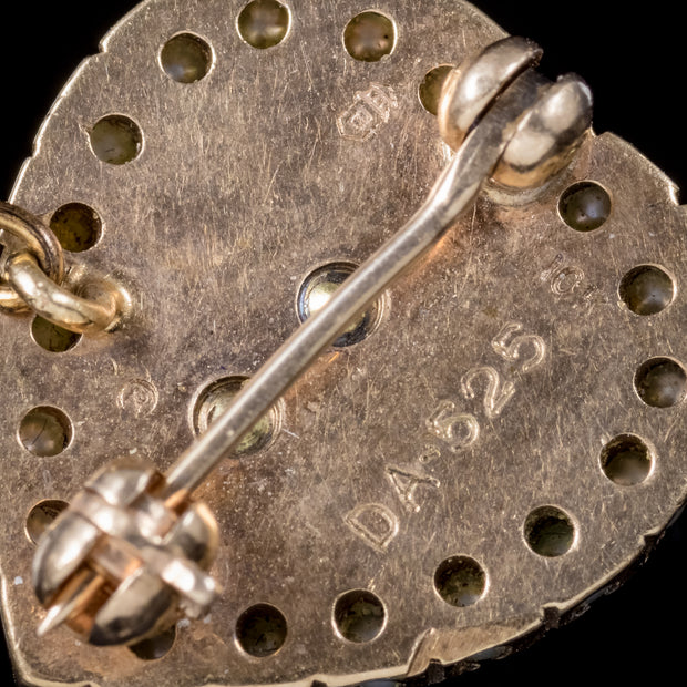 Vintage Sigma Phi Epsilon Fraternity Badge Pearl Heart Brooch 10ct Gold