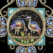Antique Victorian Micro Mosaic Bird Pendant Brooch Circa 1860