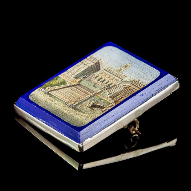 Antique Victorian Micro Mosaic Brooch 18Ct Gold Circa 1860 Boxed