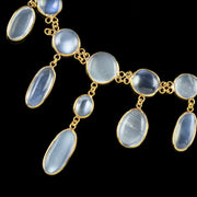Antique Victorian Moonstone Lavaliere Necklace 18Ct Gold On Silver Circa 1900