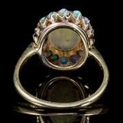 Antique Victorian Natural Opal Cluster Ring 18Ct Gold Circa 1900
