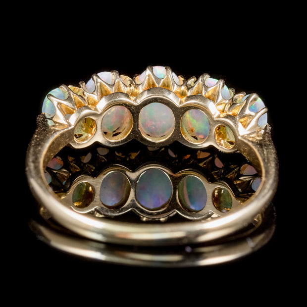Antique Victorian Natural Opal Five Stone Ring 18Ct Gold Circa 1900