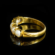 Antique Victorian Natural Pearl Five Stone Ring 18Ct Gold Circa 1860
