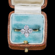 Antique Victorian Old Cut Diamond Cluster Ring 18Ct Gold Platinum Circa 1880