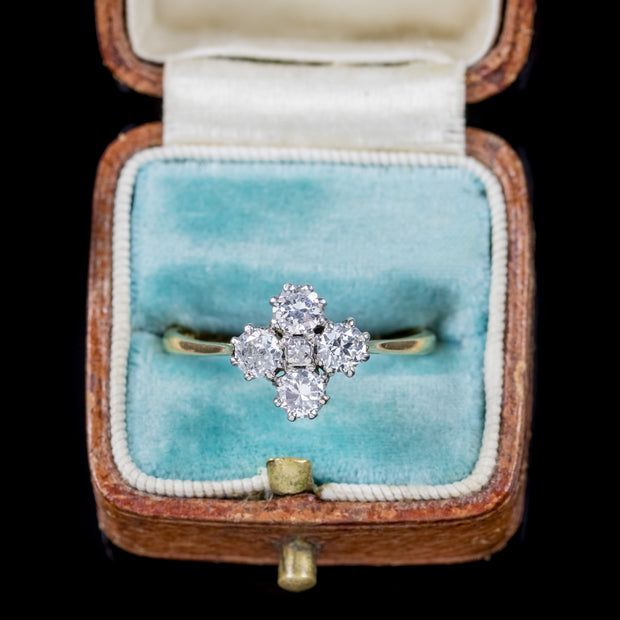 Antique Victorian Old Cut Diamond Cluster Ring 18Ct Gold Platinum Circa 1880