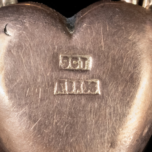 Antique Victorian Opal Curb Bracelet 9Ct Gold Heart Padlock Circa 1900