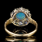Antique Victorian Opal Diamond Cluster Ring 18Ct Gold Circa 1900