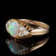 Antique Victorian Opal Diamond Ring 15Ct Gold Dated 1897